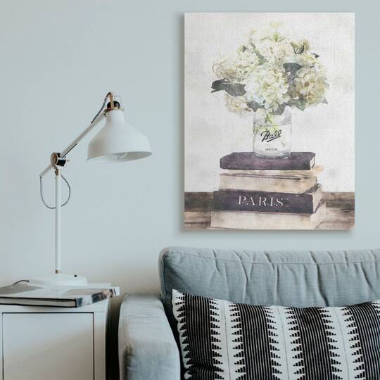 Stupell Industries White Florals on Parisian Bookstack Wall Accent
